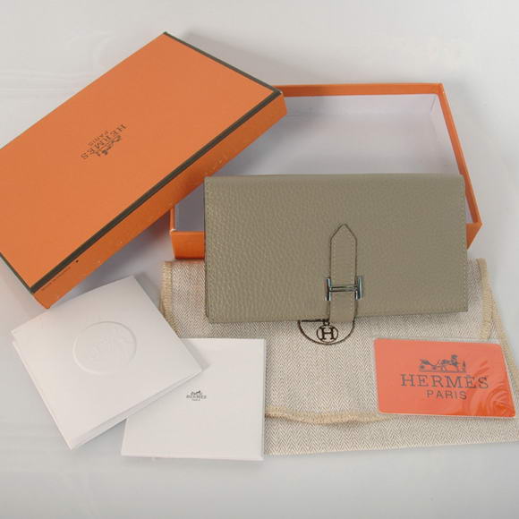 Cheap Fake Hermes Bearn Japonaise Bi-Fold Wallets H208 Grey